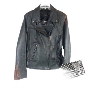 Biker's Dream Heavy Black Leather Motorcycle Jacket M